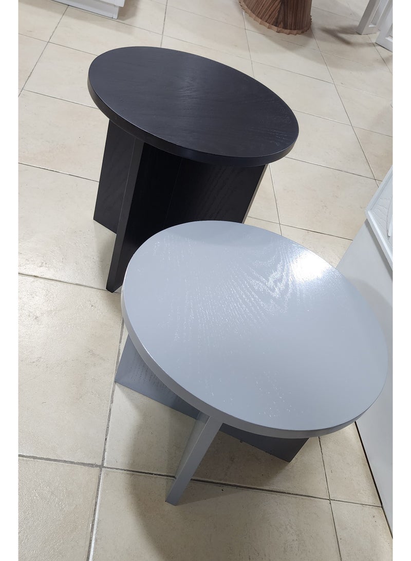 ماركة غير محددة M Furniture - طقم ترابيزات جانبية لون أسود & رمادي  - Image 1