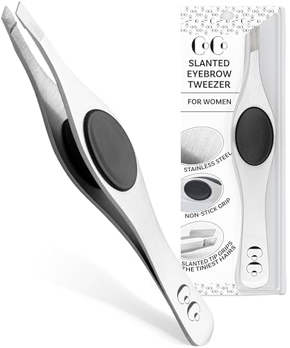 Coco's Closet Tweezers for Facial Hair Women – Slant Tip Eyebrow Tweezers, Stainless Steel with Sharp Precision Tip for Shaping Eyebrows, and Ingrown & Fine Hair Removal – Non-Slip Grip - Image 1