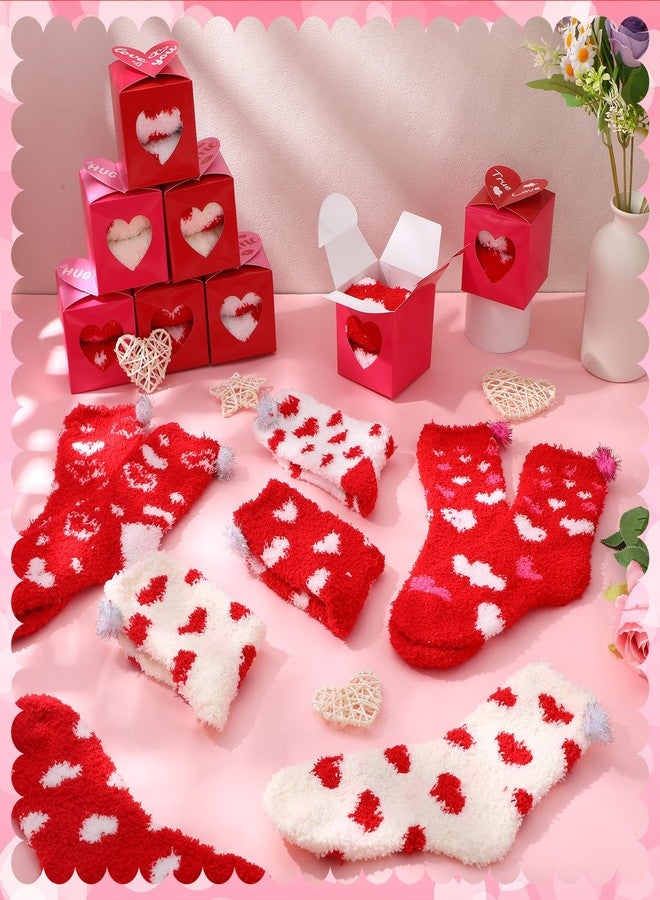 Glitopper 24 Sets Valentine Fuzzy Socks Bulk with Heart Cookie Boxes Valentines Day Gifts Socks Treat Boxes for Party Favor, Pink, 5 - Image 2