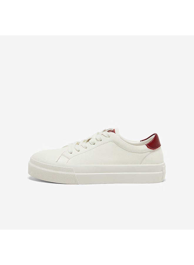 Bata Women's White Sneakers, Commuter Cowhide Thick-soled Sports Shoes, Casual Shoes 16152am5, Red, Size 36 Jijie Hong - Image 1