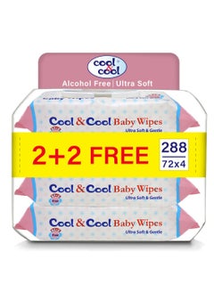 Cool & Cool Baby Wipes 72’s 2+2 Free (Pack of 4) - Paraben Free,Vitamin E,Aloe Vera,Ultra Soft & Gentle for Sensitive & Delicate Skin - 288 Wipes - pzsku/Z840687EDEF14AE324442Z/45/_/1713881234/3a707346-d407-4620-92e2-8987edc280d4