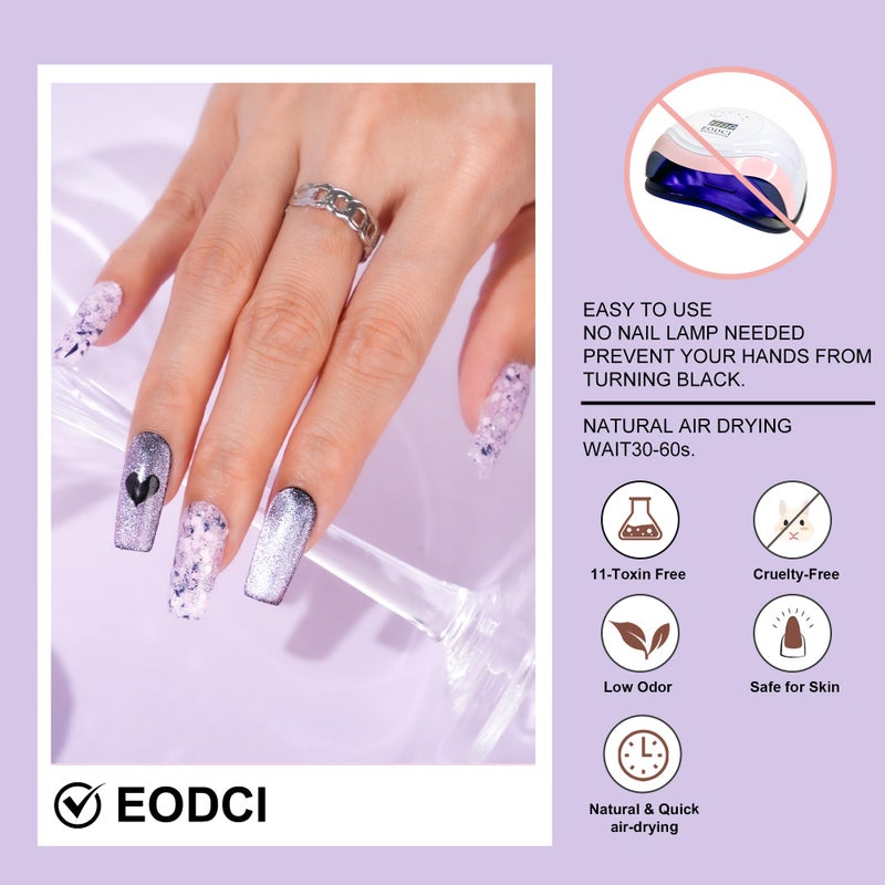 EODCI Lavender Glitter Dip Powder, Nail Dipping Powder 1 Oz/28g Purple Colors with Platinum foil for DIY Manicure Salon at Home Easy to Use for Women gift No Needed Nail Lamp Curing - Image 5