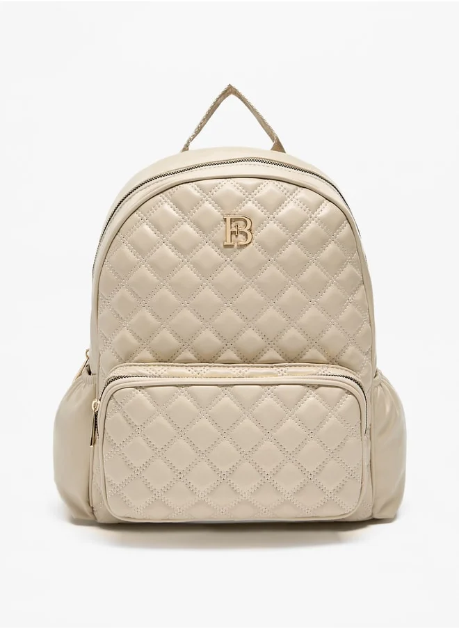 Flora Bella By Shoexpress Quilted Backpack with Adjustable Straps and Zip Closure