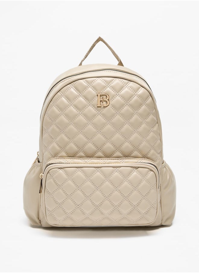 Flora Bella By Shoexpress Quilted Backpack with Adjustable Straps and Zip Closure  - Image 1