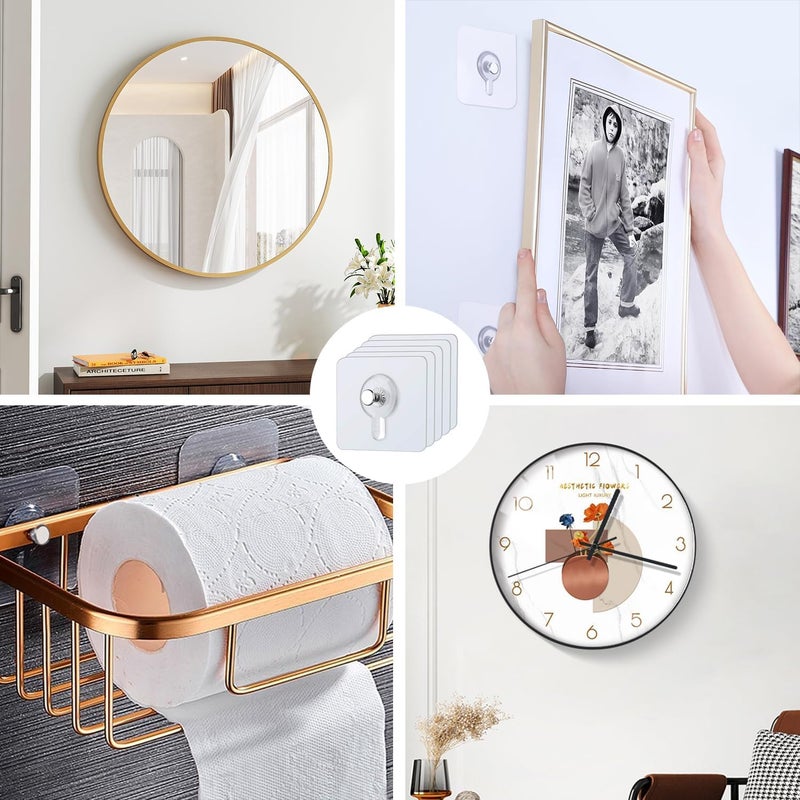 20Pcs Self-Adhesive Picture Hooks, Transparent No Drill Wall Hooks, Strong Hold for Decorations Mirrors, Versatile and Easy to Use, Damage-Free Hanging Solution, Minimalist Design - Image 5