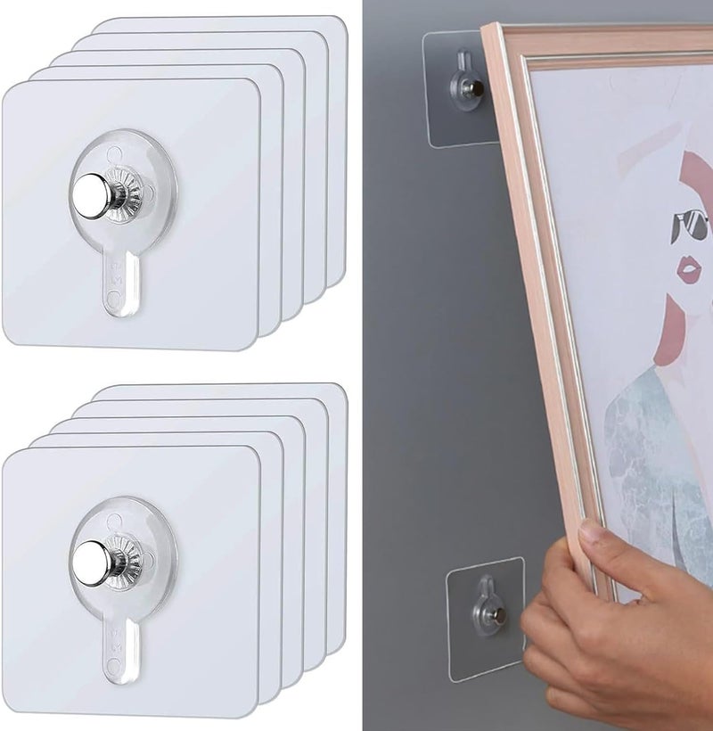 20Pcs Self-Adhesive Picture Hooks, Transparent No Drill Wall Hooks, Strong Hold for Decorations Mirrors, Versatile and Easy to Use, Damage-Free Hanging Solution, Minimalist Design - Image 1