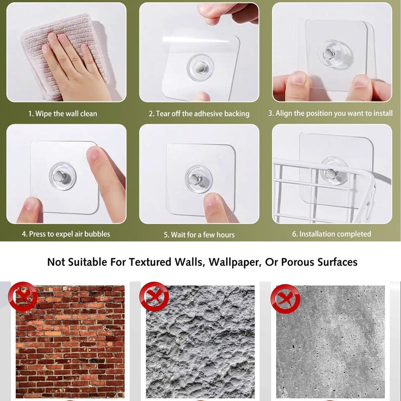 20Pcs Self-Adhesive Picture Hooks, Transparent No Drill Wall Hooks, Strong Hold for Decorations Mirrors, Versatile and Easy to Use, Damage-Free Hanging Solution, Minimalist Design - Image 3