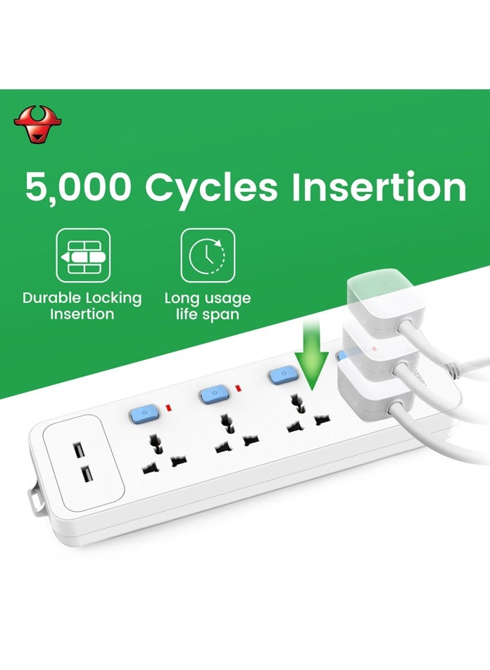 GONGNIU - Universal Extension Socket 3250W - power strip 4 ways with 2 USB outlets 2 individual switches electric outlet - Image 1