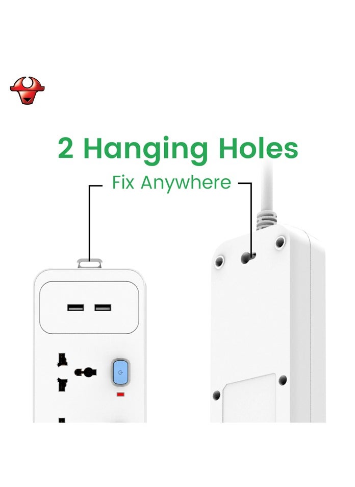 GONGNIU - Universal Extension Socket 3250W - power strip 4 ways with 2 USB outlets 2 individual switches electric outlet - Image 1