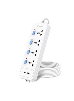 GONGNIU Universal Extension Socket 3250W - power strip 4 ways with 2 USB outlets 2 individual switches electric outlet  - Image 1