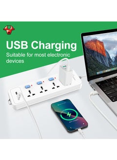 GONGNIU Universal Extension Socket 3250W - power strip 4 ways with 2 USB outlets 2 individual switches electric outlet  - Image 5