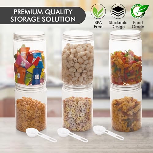 Homeor Plastic Storage Jar & Containers With Spoon, Airtight & BPA Free Containers for Kitchen Storage, Grocery Kitchen Container, Multipurpose Jar, Fridge Storage Container, 2000 ML Set 6 Transparent - Image 3