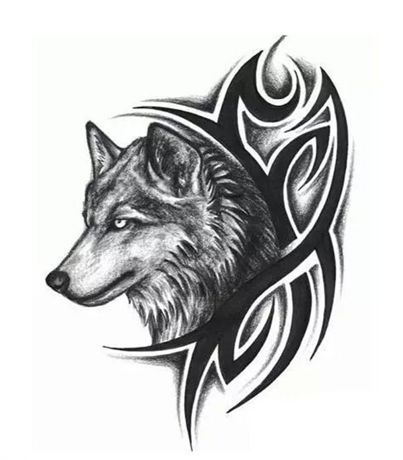 S.A.V.I Temporary Tattoo For Girls Men Women 3D Wolf Sticker Size 19x12CM - 1PC. (36M) Black - Image 5