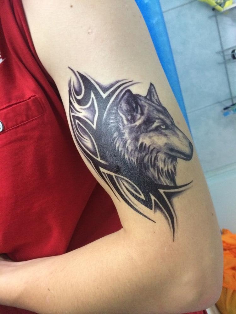 S.A.V.I Temporary Tattoo For Girls Men Women 3D Wolf Sticker Size 19x12CM - 1PC. (36M) Black - Image 3