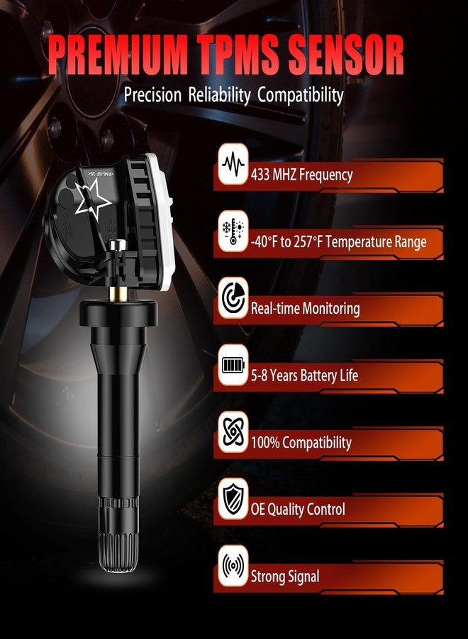 Cangecit Pre-Programmed 433Mhz TPMS, Tire Pressure Sensor Fit for:-Chevy Silverado/Silverado1500RW/2500HD/3500HD 19-22| Malibu/Traverse/Cruze 16-22| Camaro 16-20| Fit:-Cadillac XT5 17-22 (4PCS) - Image 4