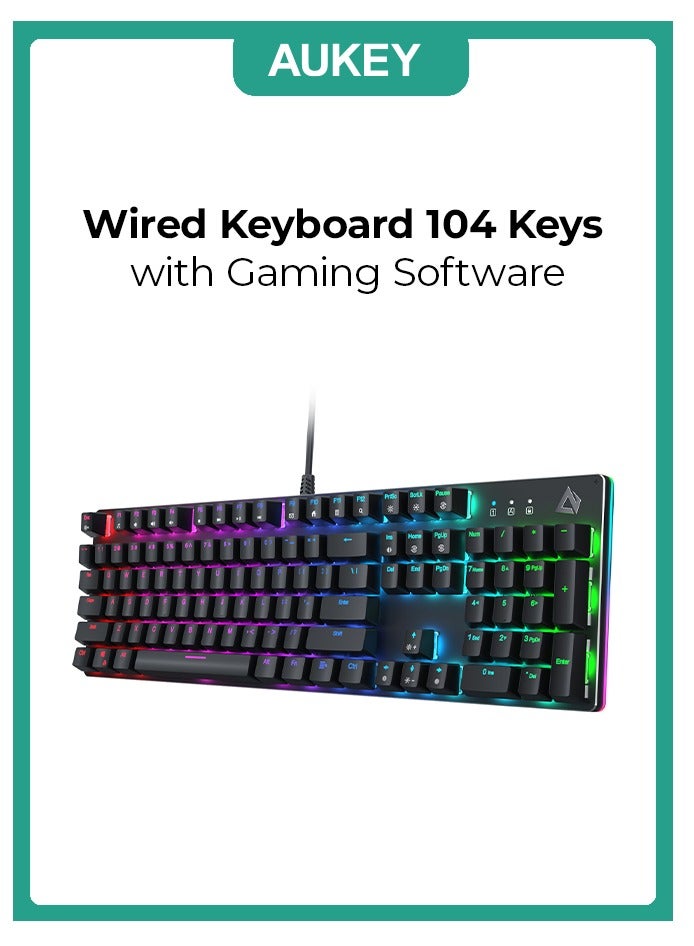 AUKEY Mechanical Wired Keyboard 104 Keys with Gaming Software KMG12 Black - Image 1
