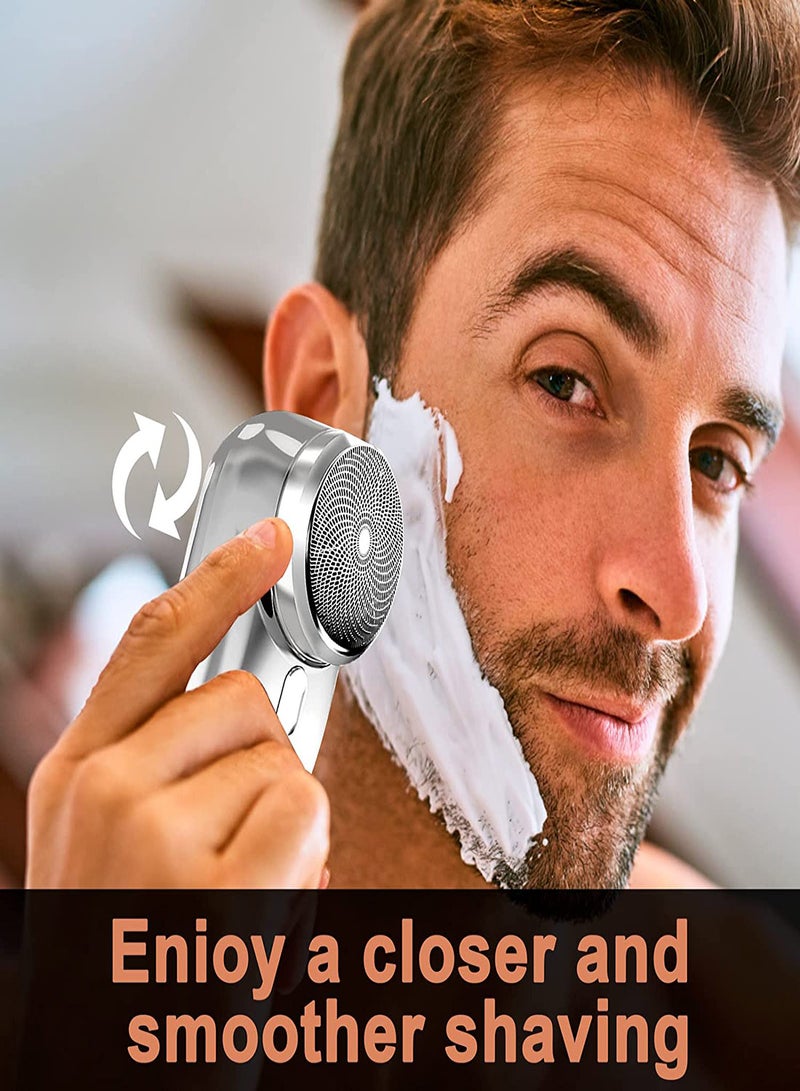 Excefore Mini Electric Shaver Pocket Size Portable Shaver LCD Power Display Portable Wet Dry Razor for Men Washable Electric Razor USB Rechargeable Suitable for Home Car Travel (Silver) - Image 4