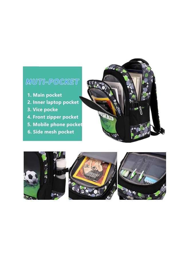 S-TOP Children's Schoolbag Waterproof Leisure School Bag Children's Football Backpack Wear and Scratch Resistant Suitable for Children to Wear to School Travel and Outdoor Activities, M - Image 2