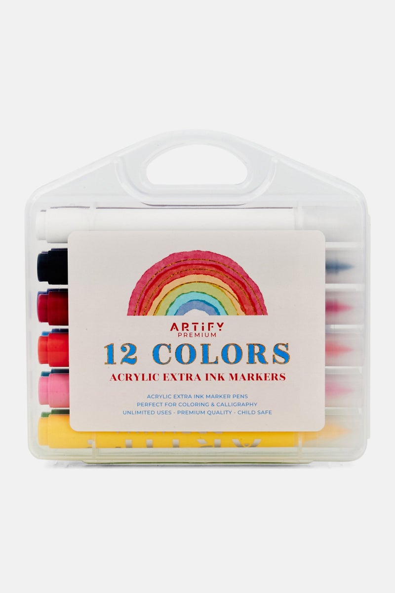 Artify 12 Acrylic Extra Ink Markers, Yellow - Image 1