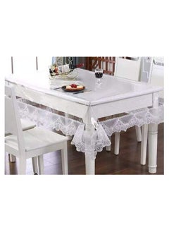 ماركة غير محددة Transparent Lace Tablecloth – Elegant and Durable Faux Leather Design for Dining Tables  - Image 1
