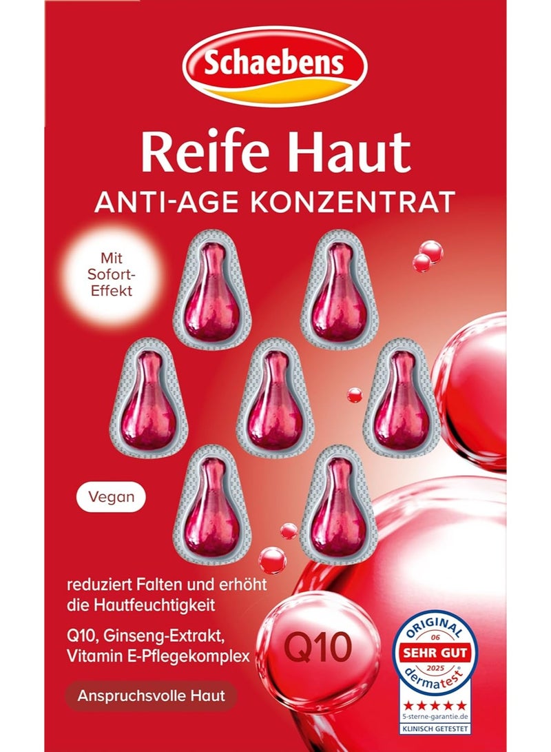 شيبينز Schaebens Mature Skin Anti-Age Concentrate, 7 Capsules, Reduces Wrinkles and Increases Skin Moisture with Q10, Ginseng Extract, Vitamin E Care Complex for Demanding Skin, Vegan - Image 1
