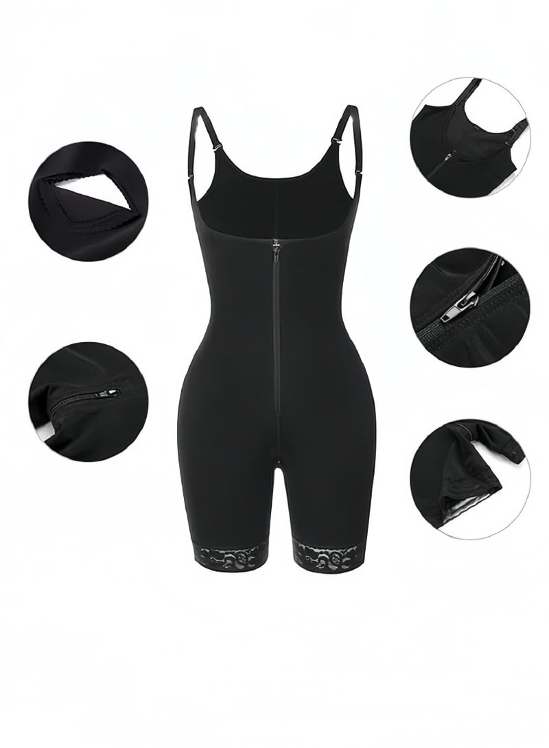 Lee Yon Women's Full Body Daily Lifting Corsets Bustier Waist Trainer Shapewear with Zipper, Size S ( suitable for people weighs 50-60 KG ), Black - Image 1