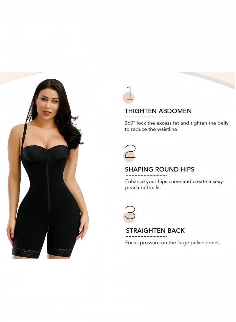 Lee Yon Women's Full Body Daily Lifting Corsets Bustier Waist Trainer Shapewear with Zipper, Size S ( suitable for people weighs 50-60 KG ), Black - Image 2