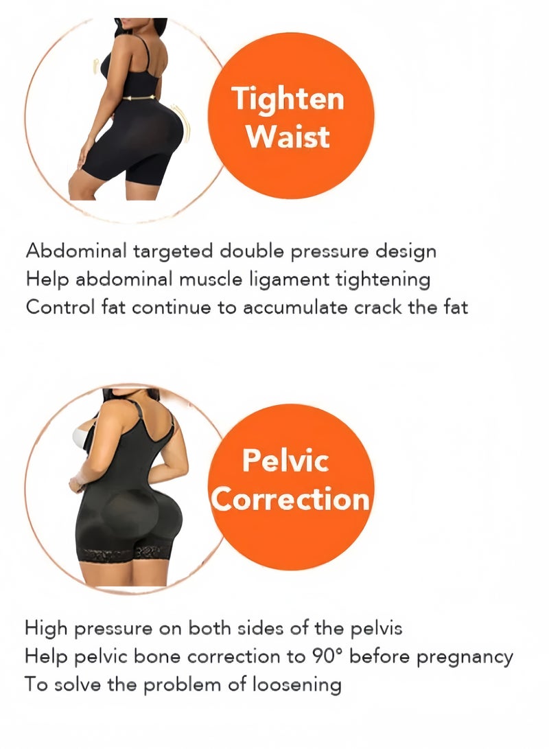 Lee Yon Women's Full Body Daily Lifting Corsets Bustier Waist Trainer Shapewear with Zipper, Size S ( suitable for people weighs 50-60 KG ), Black - Image 4