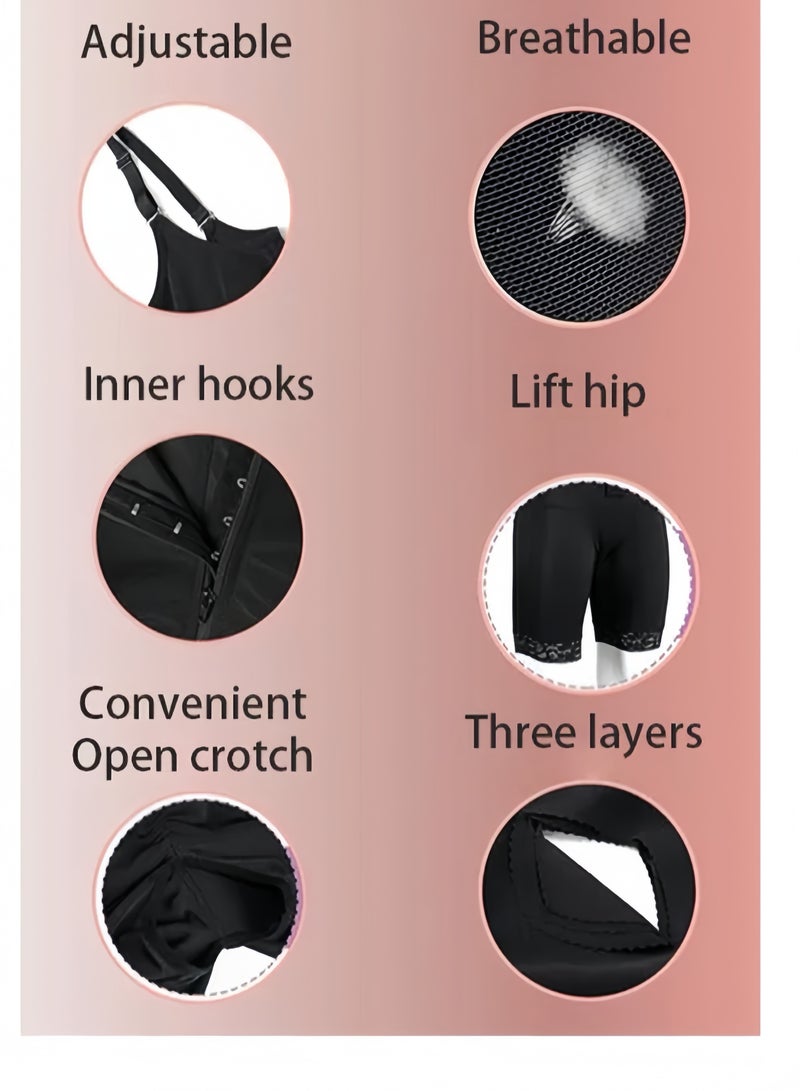 Lee Yon Women's Full Body Daily Lifting Corsets Bustier Waist Trainer Shapewear with Zipper, Size S ( suitable for people weighs 50-60 KG ), Black - Image 5