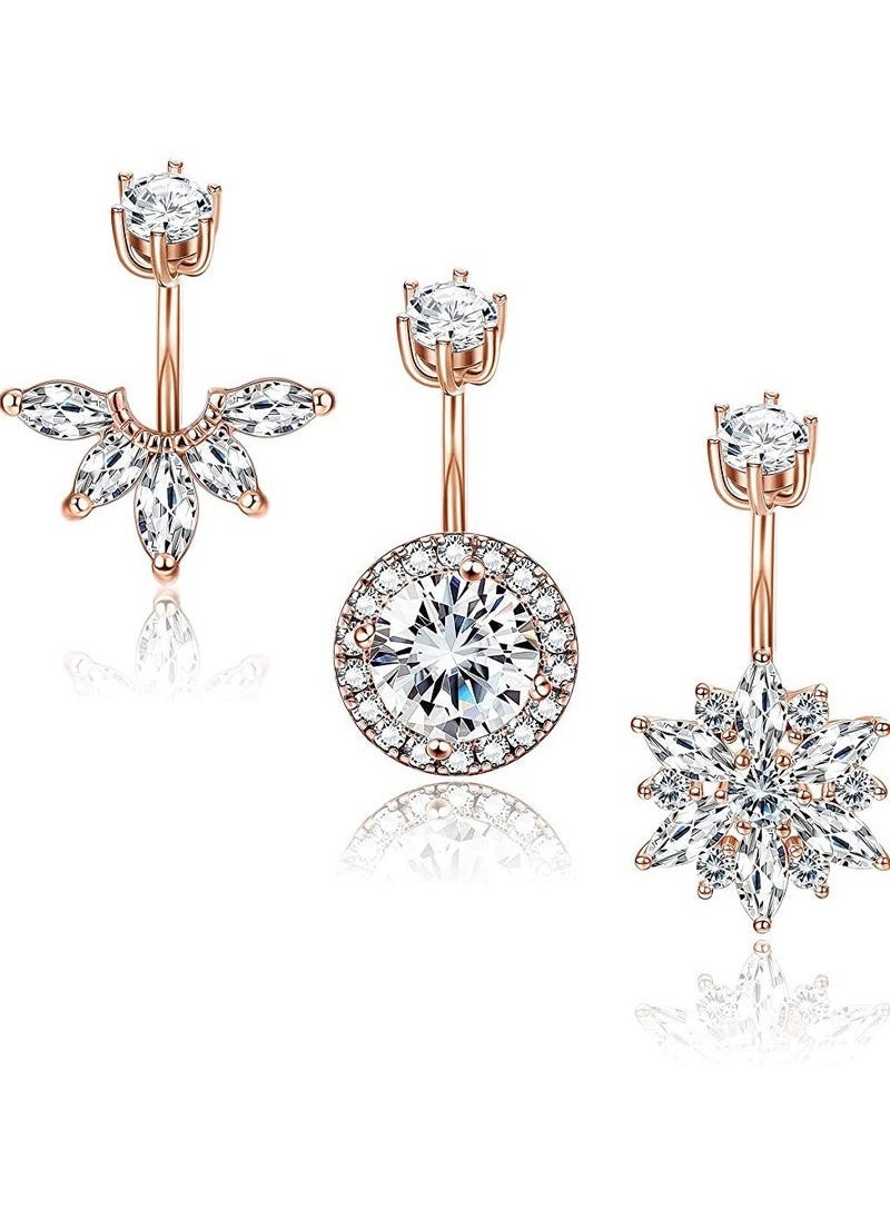 PEI  AN Zircon Belly Button Ring Set Belly Ring Body Piercing Jewelry Piercing Body Belly 3 Piece Set 