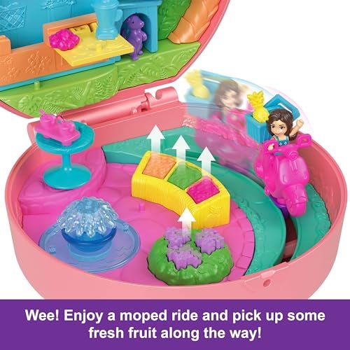 Polly Pocket دمى وبلاي سيت بولي بوكيت، سكوتر مغامرة مدمج، لعبة سفر مع دميتين صغيرتين وحيوان أليف، بالإضافة إلى ملحقات حيوانات ومركبات - Image 5