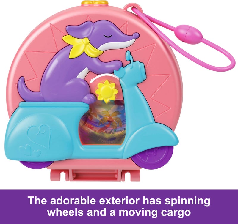 Polly Pocket دمى وبلاي سيت بولي بوكيت، سكوتر مغامرة مدمج، لعبة سفر مع دميتين صغيرتين وحيوان أليف، بالإضافة إلى ملحقات حيوانات ومركبات - Image 3