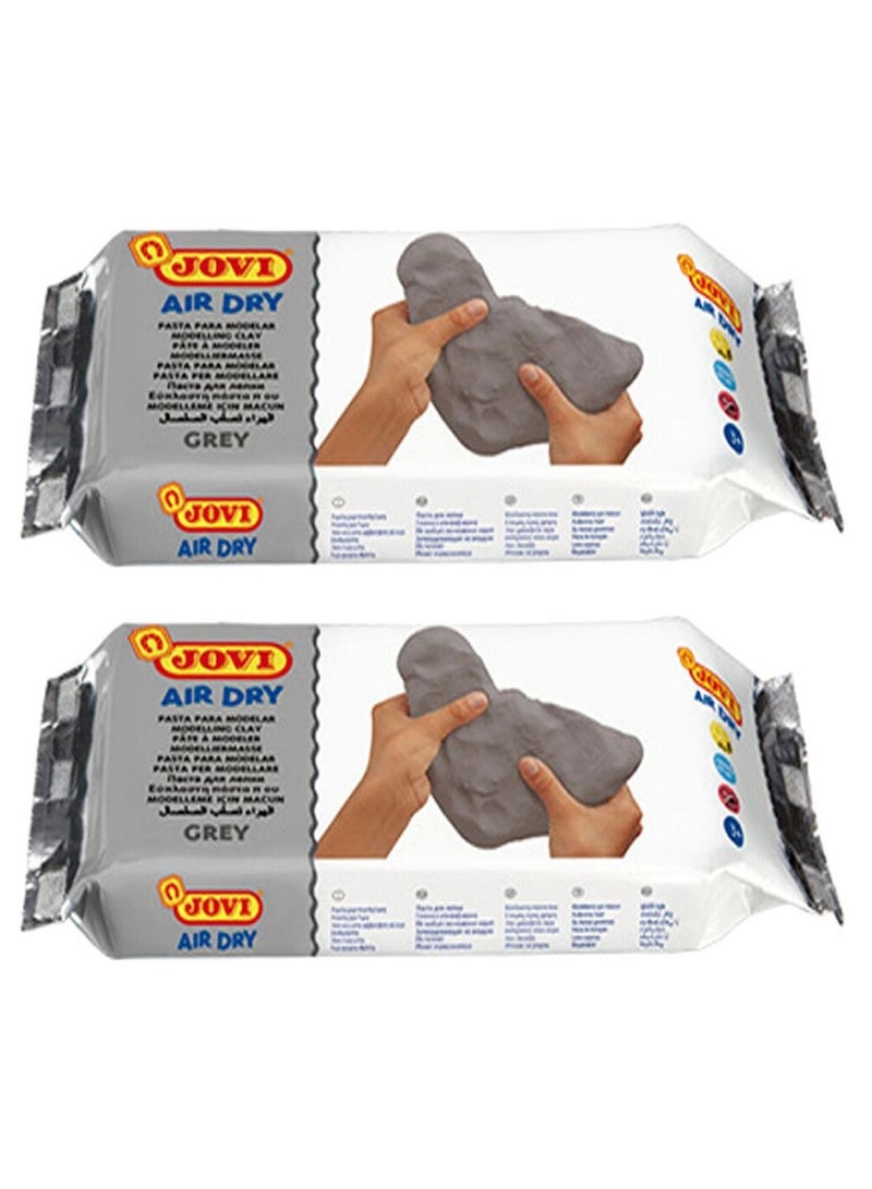 JOVI 2-Piece Air Dry Modelling Clay 1000gm Grey - Image 1