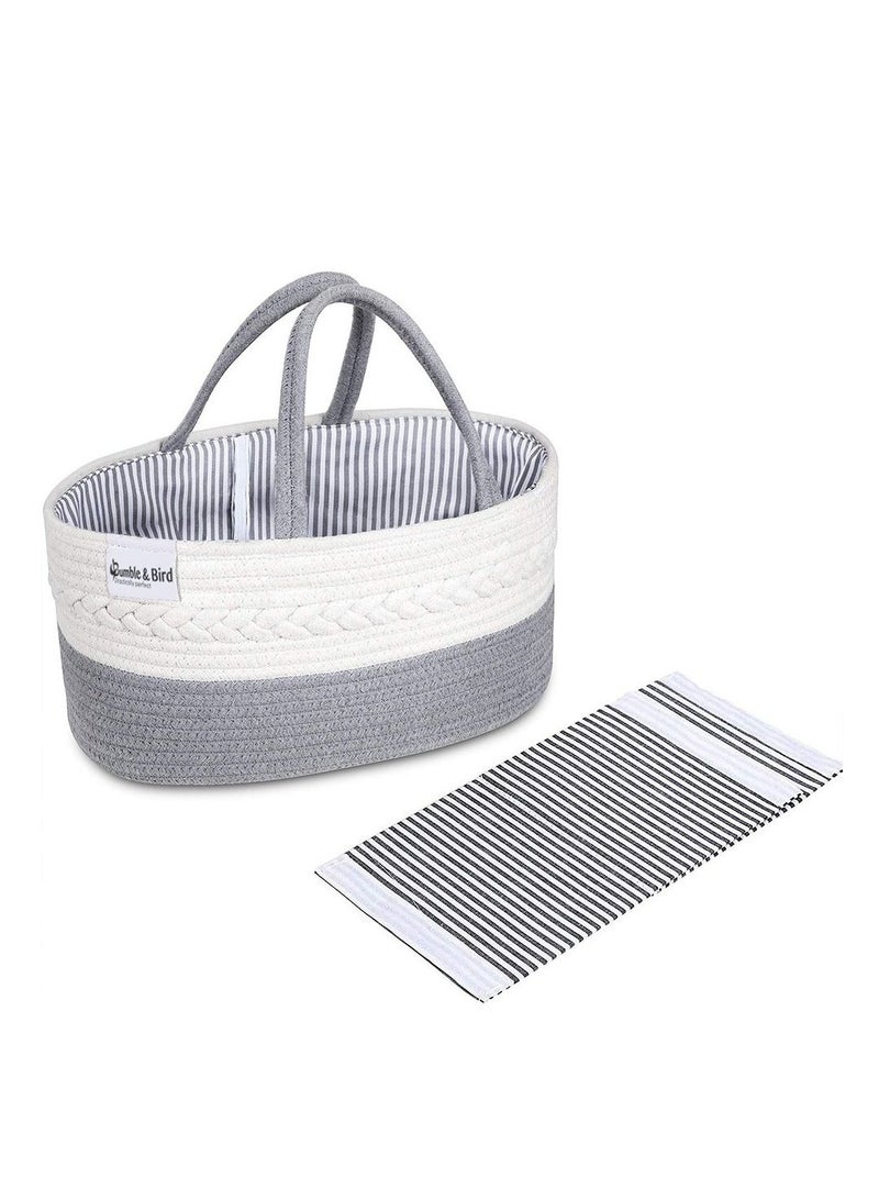 Bumble & Bird - Cotton Rope Diaper Caddy - Grey - Image 1