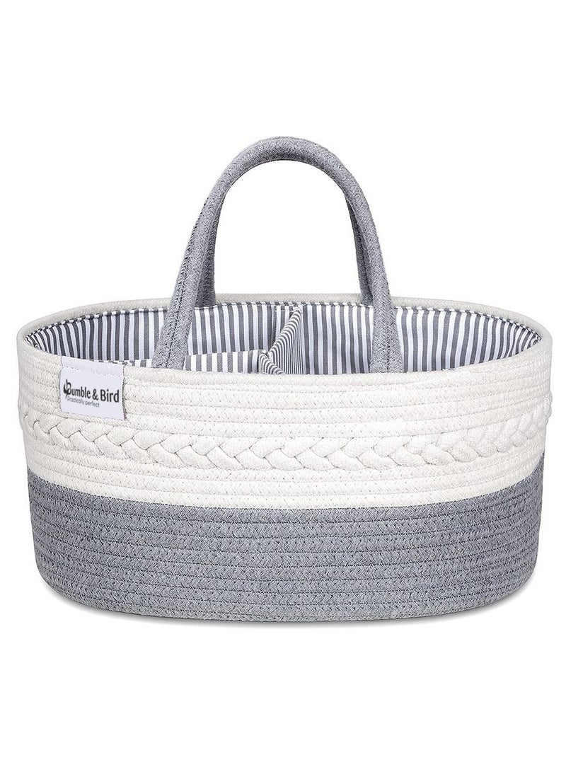 Bumble & Bird - Cotton Rope Diaper Caddy - Grey - Image 2