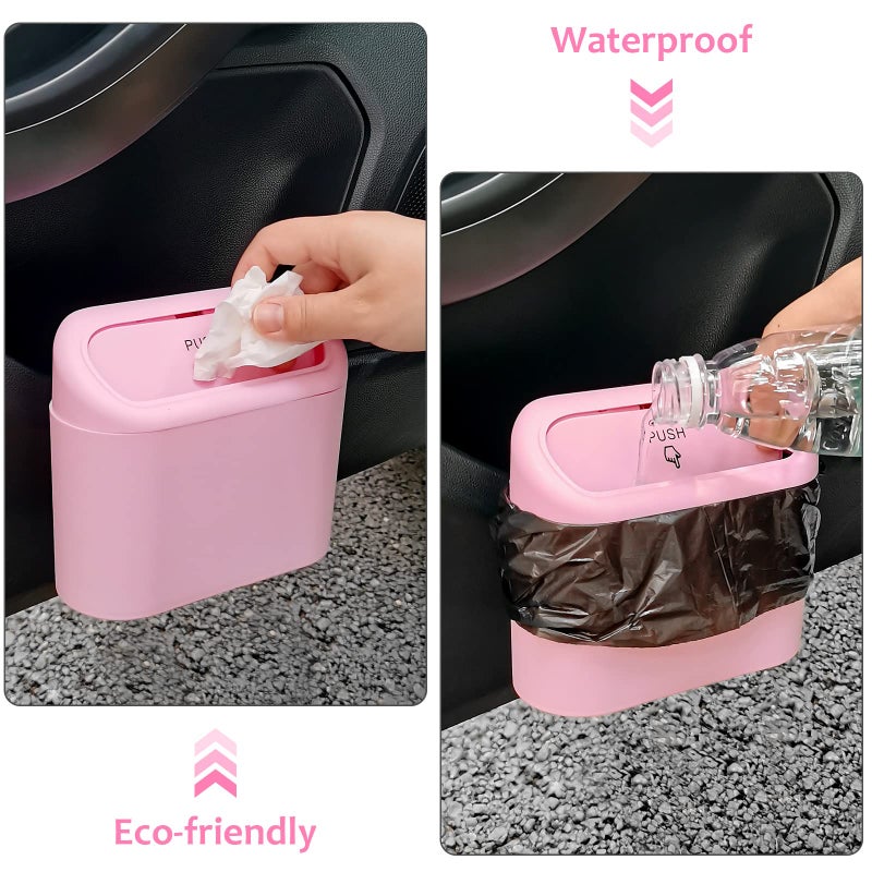 Accmor Car Trash Can with Lid, Leakproof Vehicle Garbage Organizer Holder Bin with 60 Pack Trash Bags, Mini Auto Dustbin Accessories Storage Container for Vans, SUVs, Office (Pink) - Image 5