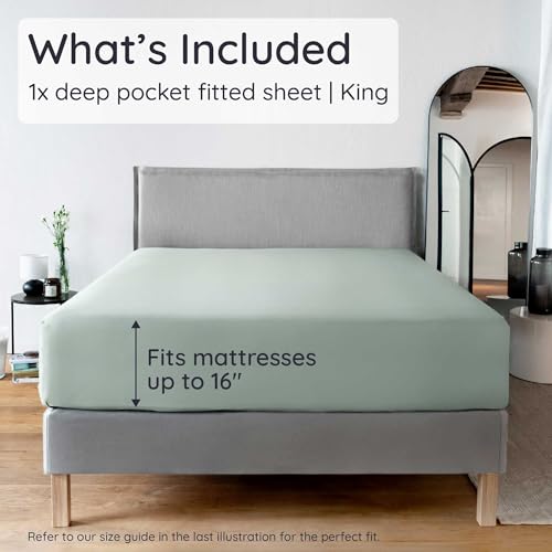 Bambaw 100 Viscose Derived from Bamboo Fitted Sheet King Size Cooling Fitted Sheets King Size 16 Deep Pocket Cooling Mattress Sheets Sea Glass - Image 3