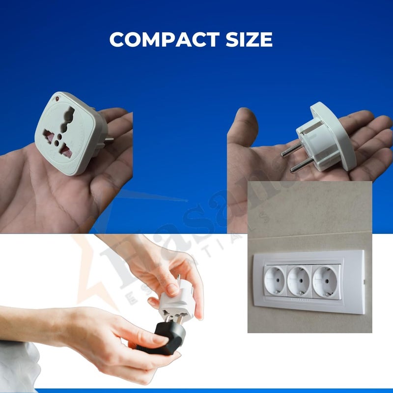HASANAT ESSENTIALS Multi Travel Adaptor Suchko To Universal Power Adapter UK/US/AU to EU Converter With Shutter & Indicator - Image 5