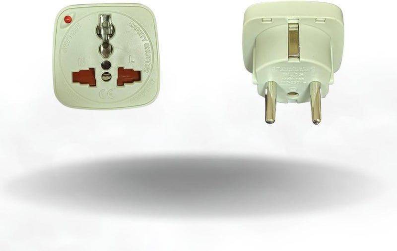 HASANAT ESSENTIALS Multi Travel Adaptor Suchko To Universal Power Adapter UK/US/AU to EU Converter With Shutter & Indicator - Image 1