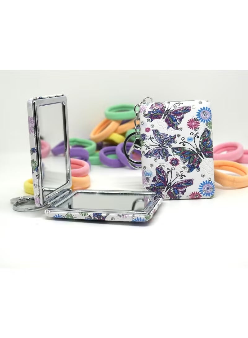 مرآة مدمجة مزدوجة الجانبين بتكبير، مرآة جيب صغيرة قابلة للطي، مرآة مكياج محمولة لليد أو الحقيبة أو السفر، مرآة تجميل مكتبية دوارة مثالية كهدية - Image 3