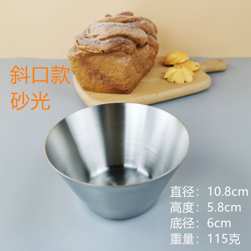304 Stainless Steel Korean Style Ice Bowl Ice Cream Cup Thickened Single Layer Tapered Bowl Golden Salad Bowl Ice Shaved Container - Image 1