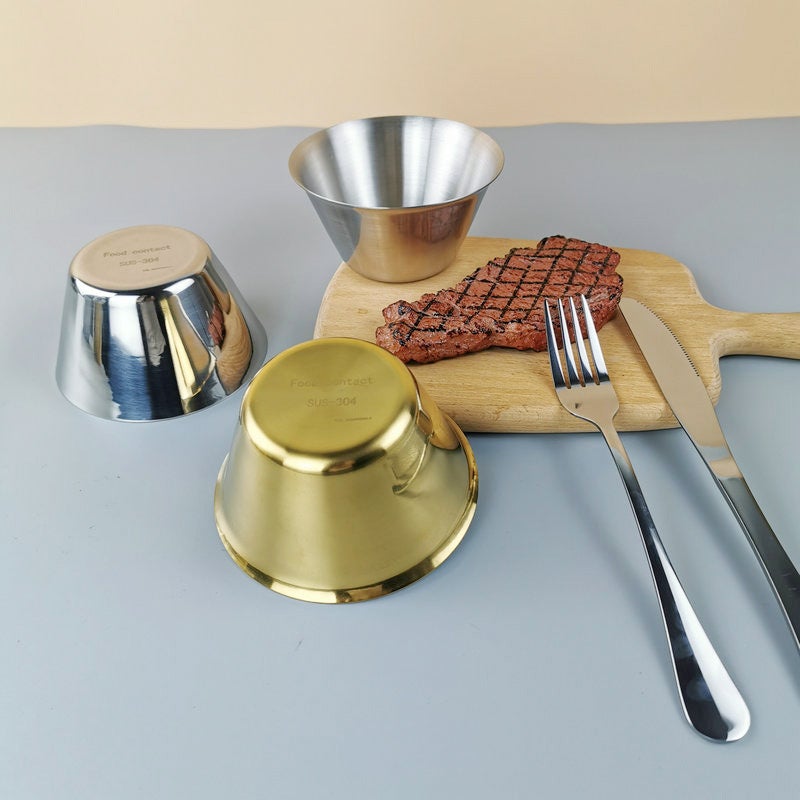 304 Stainless Steel Korean Style Ice Bowl Ice Cream Cup Thickened Single Layer Tapered Bowl Golden Salad Bowl Ice Shaved Container - Image 4