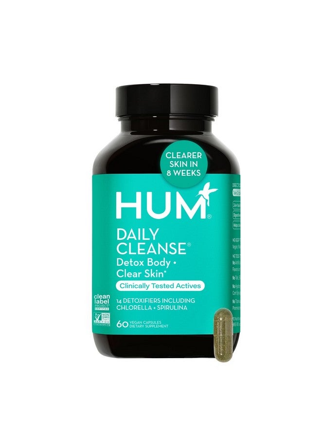 HUM Daily Cleanse Acne Supplement - Gut Cleanse Detox for Clear Skin with Organic Algae, Detoxifying Herbs, Zinc & Spirulina | Clear Skin Supplement (60 Capsules) - Image 1