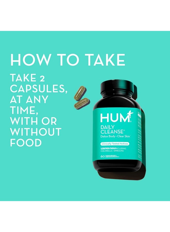 HUM Daily Cleanse Acne Supplement - Gut Cleanse Detox for Clear Skin with Organic Algae, Detoxifying Herbs, Zinc & Spirulina | Clear Skin Supplement (60 Capsules) - Image 4