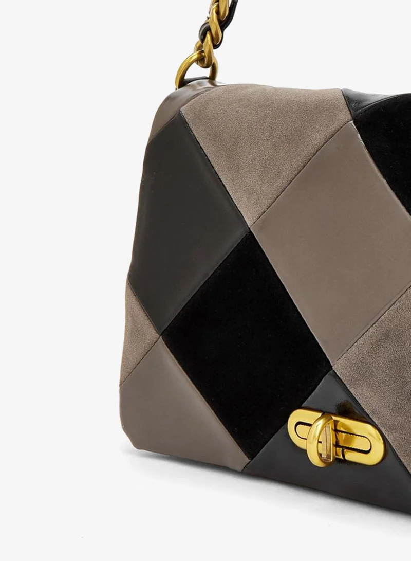 Celeste BLACK Colourblock Crossbody Bag With Detachable Shoulder Strap for Women | Best Price UAE