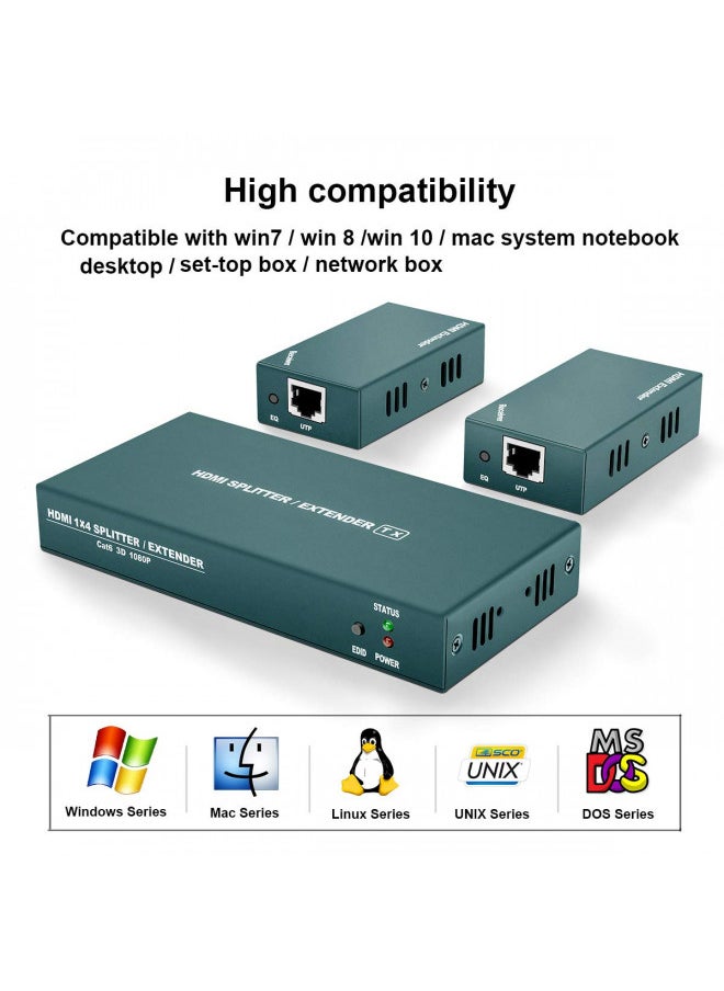 Steetek HDMI Extender Splitter 1x2, HD1080P@60Hz & 3D Visual, Extending 165ft (50m) Length Transmission Over CAT5e/CAT6/CAT7 Cable, 2 Channel Transmission with 2 HDMI Loop Out1  - Image 4