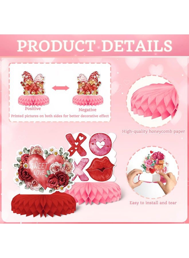 KSKSPE 9 Pcs Valentine's Day Party Decorations,KSKSPE Valentine's Day Honeycomb Centerpieces for Tables Heart 3D Valentines Day Theme Party Decor Supplies - Image 4