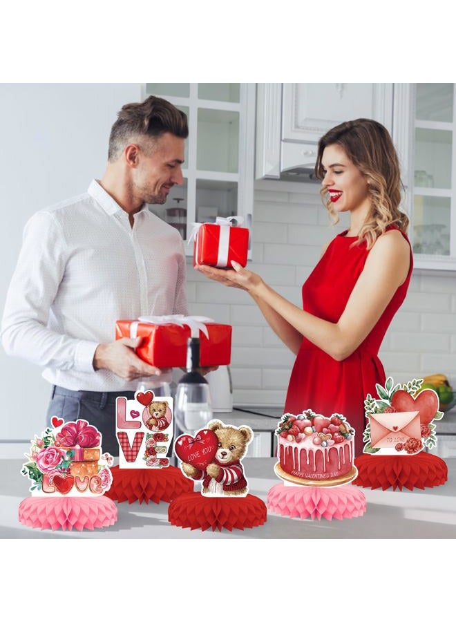 KSKSPE 9 Pcs Valentine's Day Party Decorations,KSKSPE Valentine's Day Honeycomb Centerpieces for Tables Heart 3D Valentines Day Theme Party Decor Supplies - Image 5
