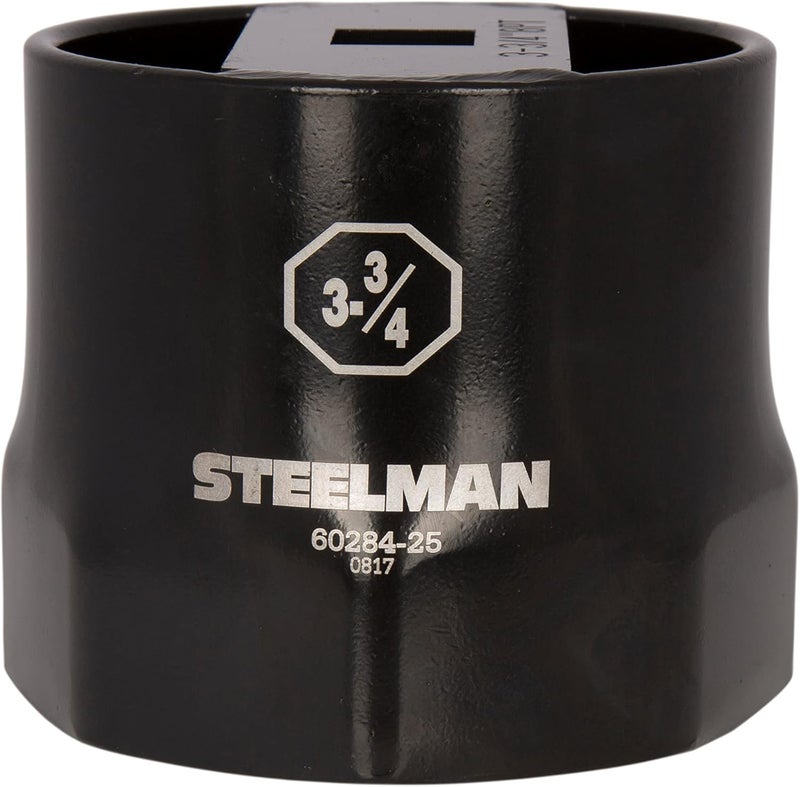 3-3/4-Inch 8-Point Locknut Socket Automotive Tool, 3/4-Inch Drive, Install and Remove Truck Wheel Bearing Locknuts, Laser Etched, Powder-Coated Steel