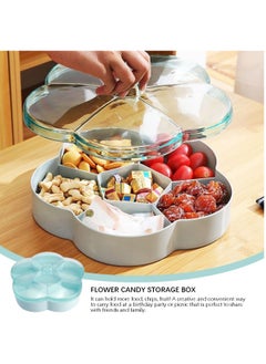 Hihonor Plastic Serving Trays with Lid 6 Compartment Food Storage Candy Organizer, Veggie Tray for Snack and Fruit, 9.8x2.6Inch, Blue  - Image 1